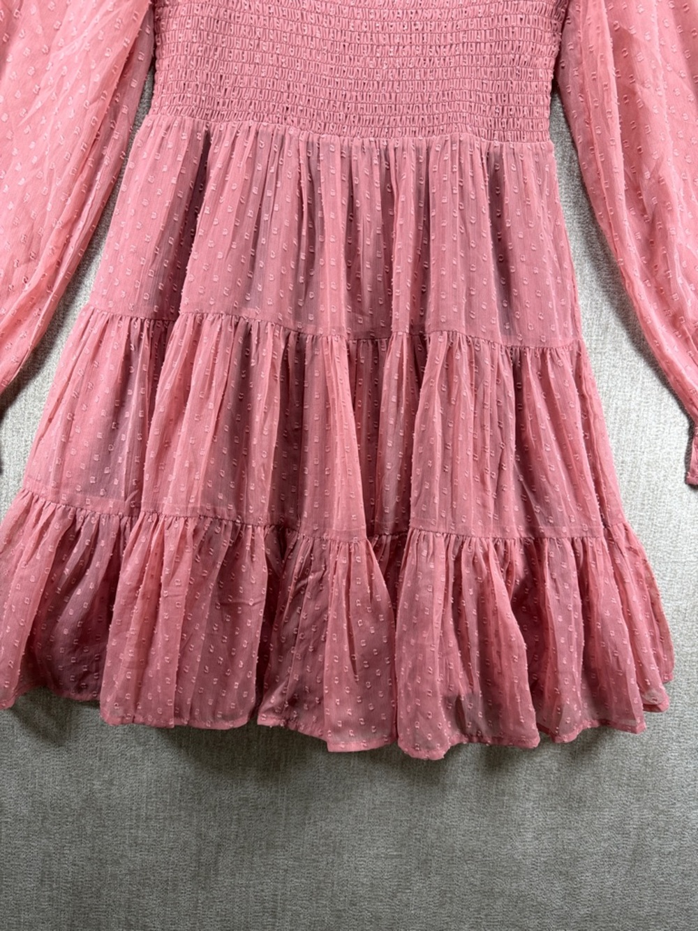 NWT Patrons of Peace Mulberry Pink Smocked Swiss Dot Mini Dress Size Small - Picture 5 of 10
